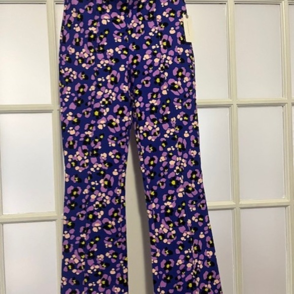 Anthropologie Margot Kick Flare Purple Animal Motif Pants, NWT - Picture 4 of 8